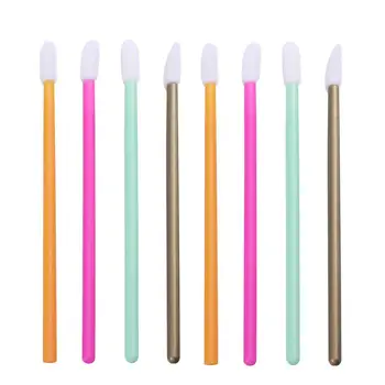 

200pcs Practical Flocking Cotton Head Lip Brushes Hollow Rod Lipstick Brushes Disposable Lip Brushes for Girls