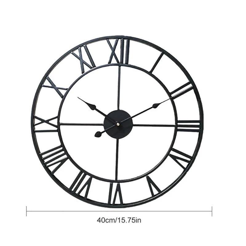 Современный Лофт кафе железные Подвесные часы бесшумные Ретро 16 дюймов диаметр металлические римские цифры большие настенные часы Relogio Horloge murale