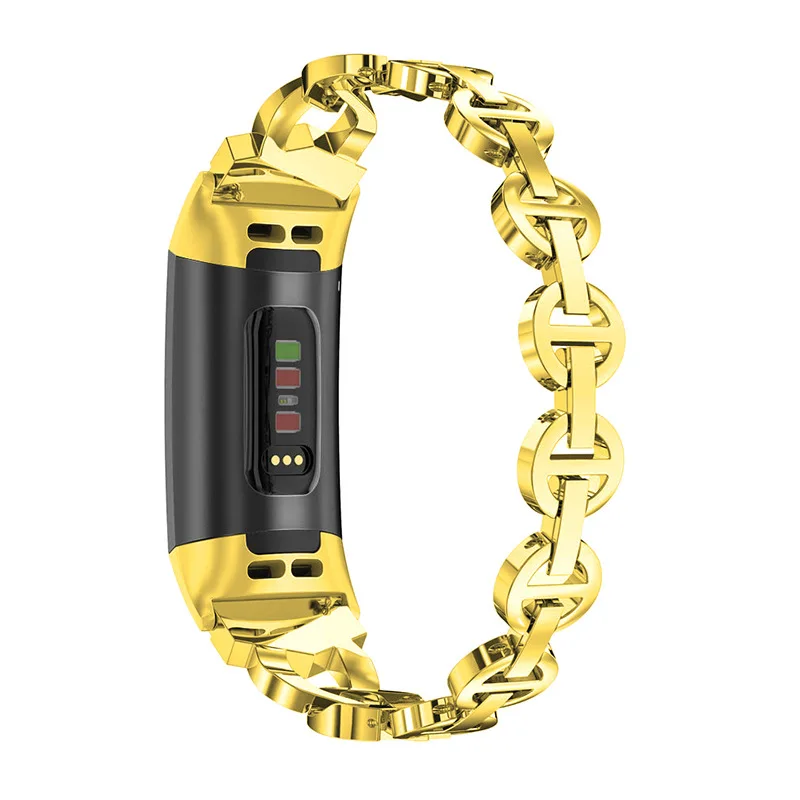 Модный сменный ремешок для Ftbit Charge 3 Gold Diamond из нержавеющей стали Ремешки наручных