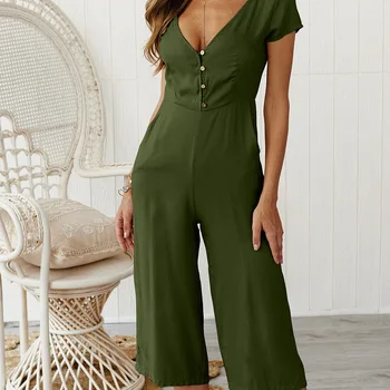 

Casual Plus Size Jumpsuits And Rompers For Women Elegant Short Sleeves Overalls Summer Boho Bodycon Jumpsuit Trousers Clothing