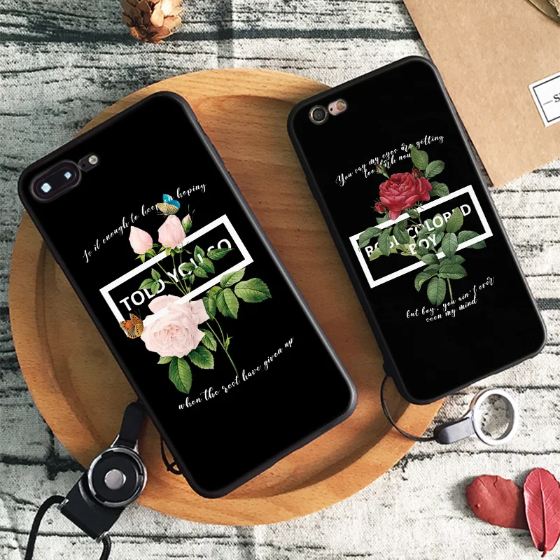 

Flower Quotes Nature Free Hang Rope Tpu Soft Silicone Mobile Phone Case Cover Shell Bag For Apple iPhone 5 SE 5S 6 6S 7 7 Plus