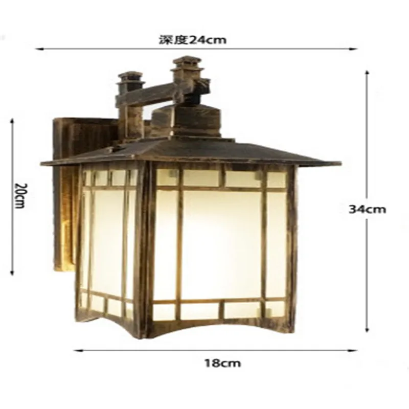 Стиль Китайский настенный светильник Открытый водонепроницаемый современный минималистичный креативный алюминиевый настенный светильник Проходная настенная лампа для балкона - Испускаемый цвет: Bronze body
