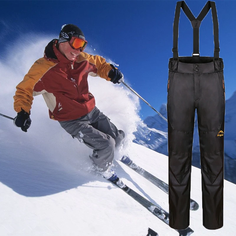 

Mens Pants Warm Travel Snow Trousers Winter Snowboard Hombre With Shoulder Straps Waterproof Trousers Male 2J1187