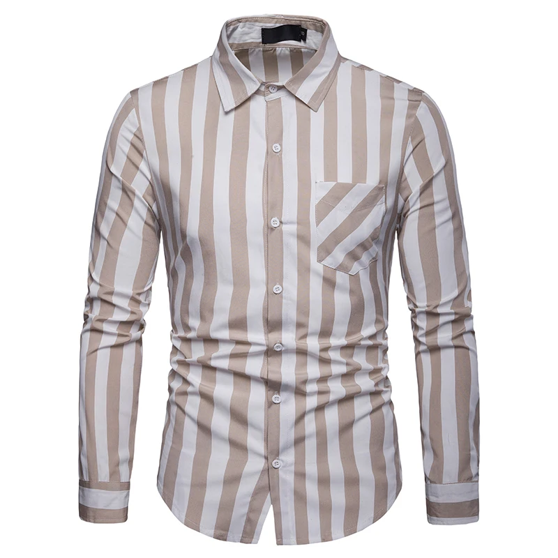 men casual shirts long sleeve 2019 male social business dress shirt spring autumn striped cotton shirts for men camisa masculina