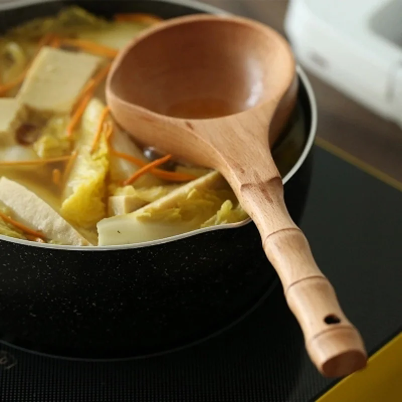 Японская натуральная ложка с длинной ручкой большая из экологически чистого