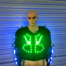New Design Blue And Green LED Light Costume Luminous Clothing Light Up Robot Suits Dance Clothes