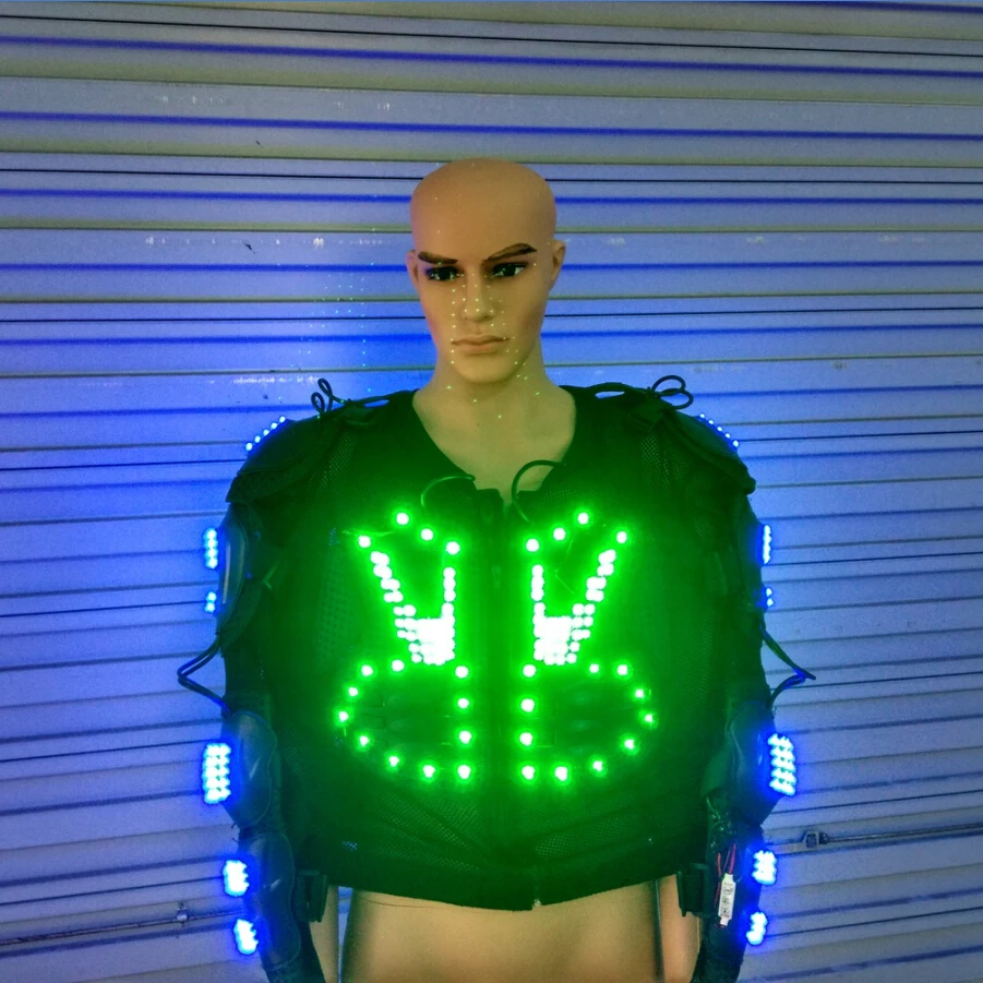 New Design Blue And Green LED Light Costume Luminous font b Clothing b font Light Up