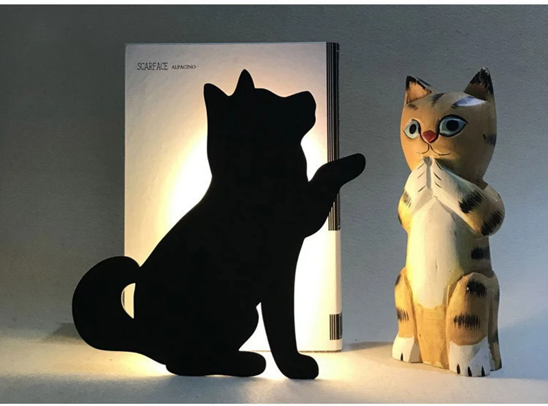 Cat shape Sensor&Voice Silhouette Lamp LED Night Light Nursery Sensor LED Battery Decorative Wall Lamp for Children Bedroom (5)