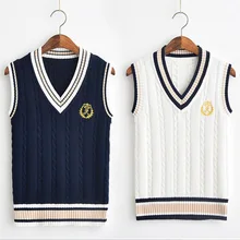 Вязаный жилет с рукавами в английском стиле школьная форма для японской средней школы, жилетка для студентов, одежда Детский свитер
