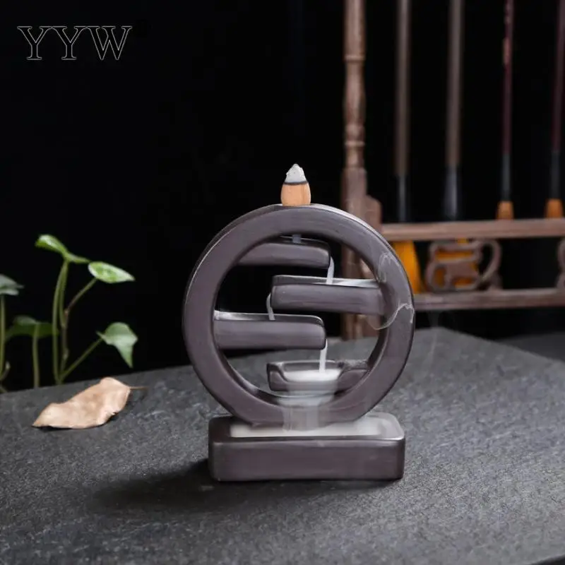 

Ceramic Round Smoke Waterfall Incense Holder Creative Crafts Backflow Incense Burner Aromatherapy Ceramic Censer Home Decor