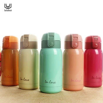 

luluhut Mini Vacuum mug Bounce Cap Thermos Stainless Steel hot water bottle kids thermos Flask Small Cute Insulated travel Cups