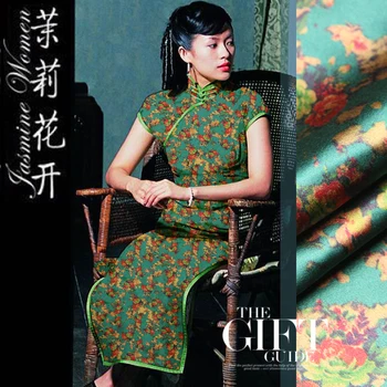 

Wu Shuangkuan painting Stretch Satin printing modified Kawoon Samasu floral fabric cloth [Jasmine]