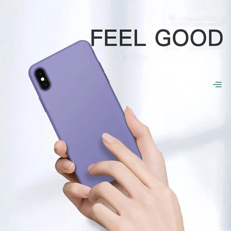 

Liquid Silicone Case For iPhone XR X Xs Max Thin Soft Cover Plain Candy Color Coque Capa For iPhone iPhone 7 8 6 6s Plus 7Plus