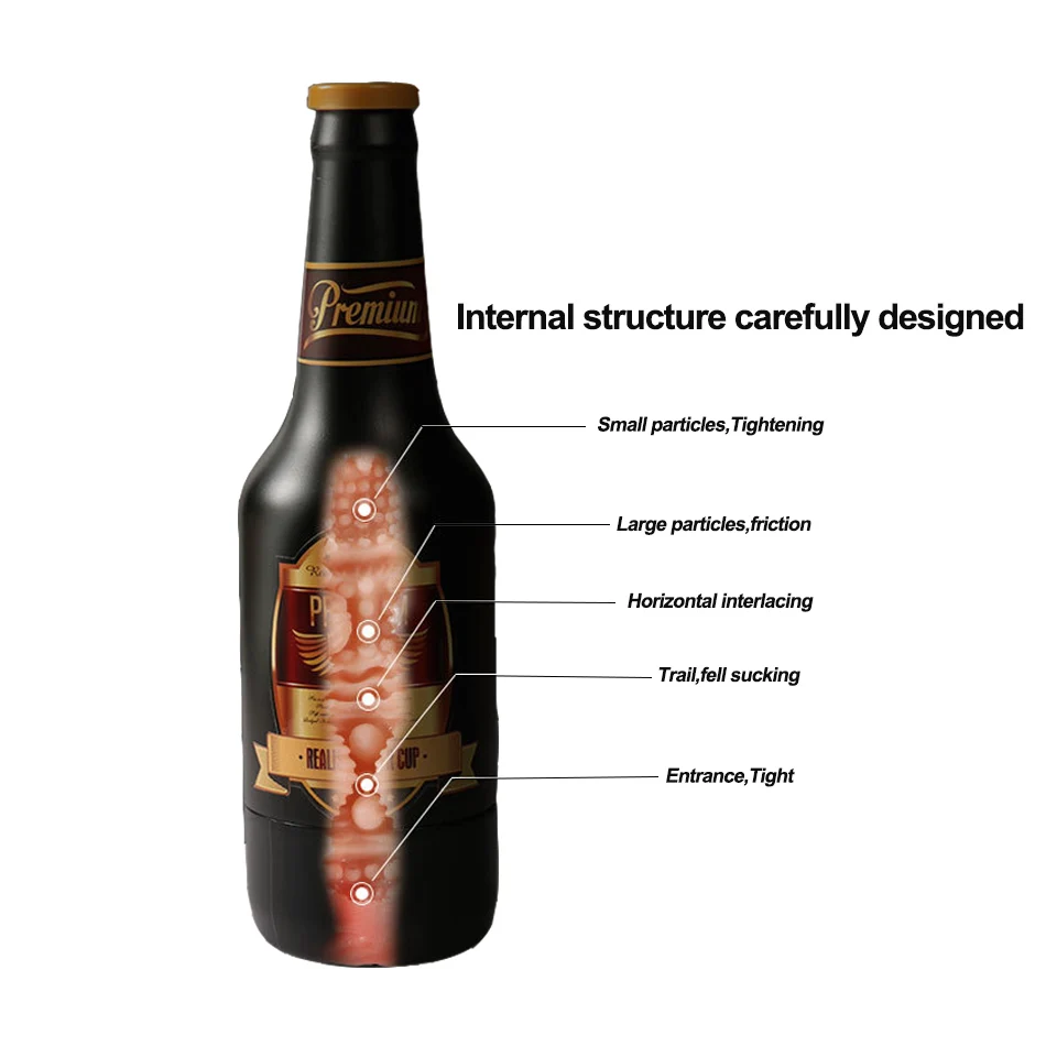 Beer Bottle Shape Male Masturbator Vagina Remote Control Vibrator Conceal Aircraft Cup Penis Orgasm Stimulation Sex Toy For Man