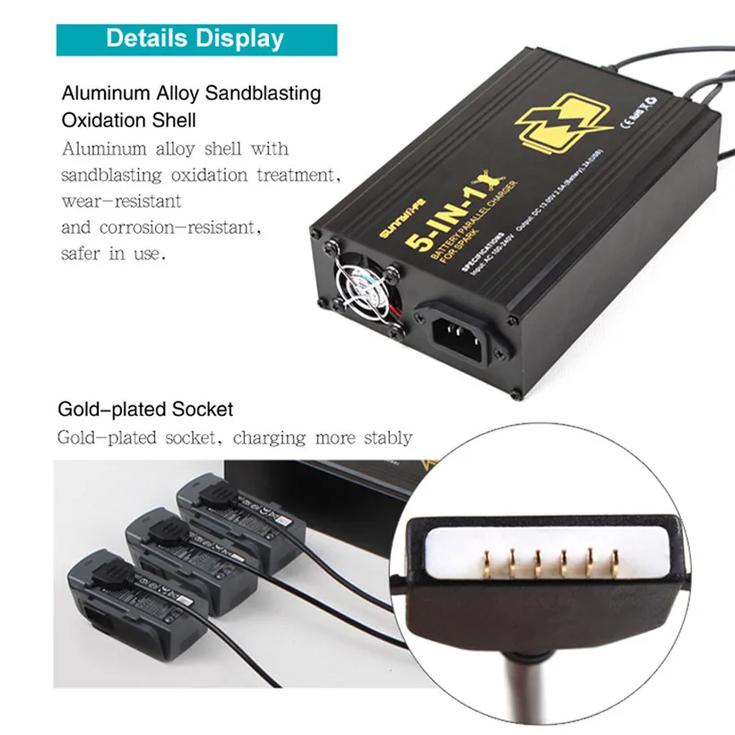 

5in1 Battery Parallel Charger Remote Controller Dual USB Charger for DJI SPARK drop shipping 0704