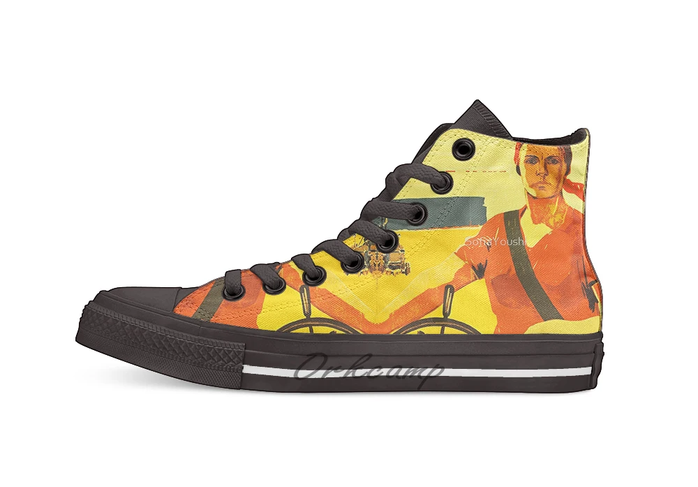 

Food for all of us Soviet union propaganda poster Design breathable Casual High Top lace-up Canvas shoes sneakers