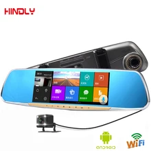 6.86″ Touch Car Dvr Android Recorder Auto Blue Rear-view Dual Lens Camera Rearview Mirror Vehicle Registrar Dash Camcorder GPS