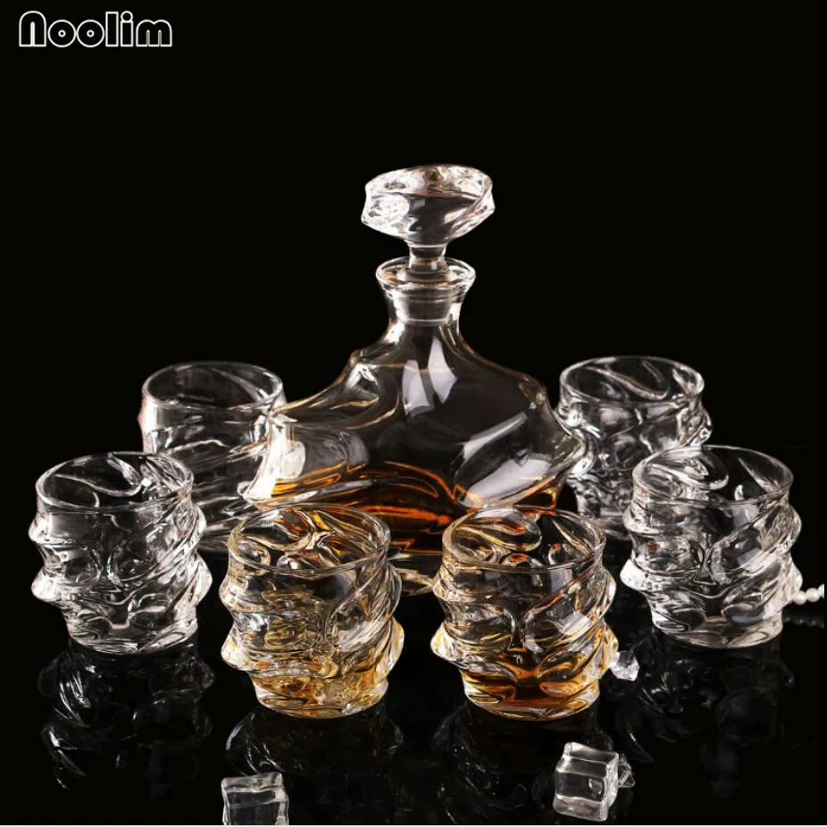 NOOLIM Creative Crystal Glass Whiskey Wine Decanter with Wine Cups Wine