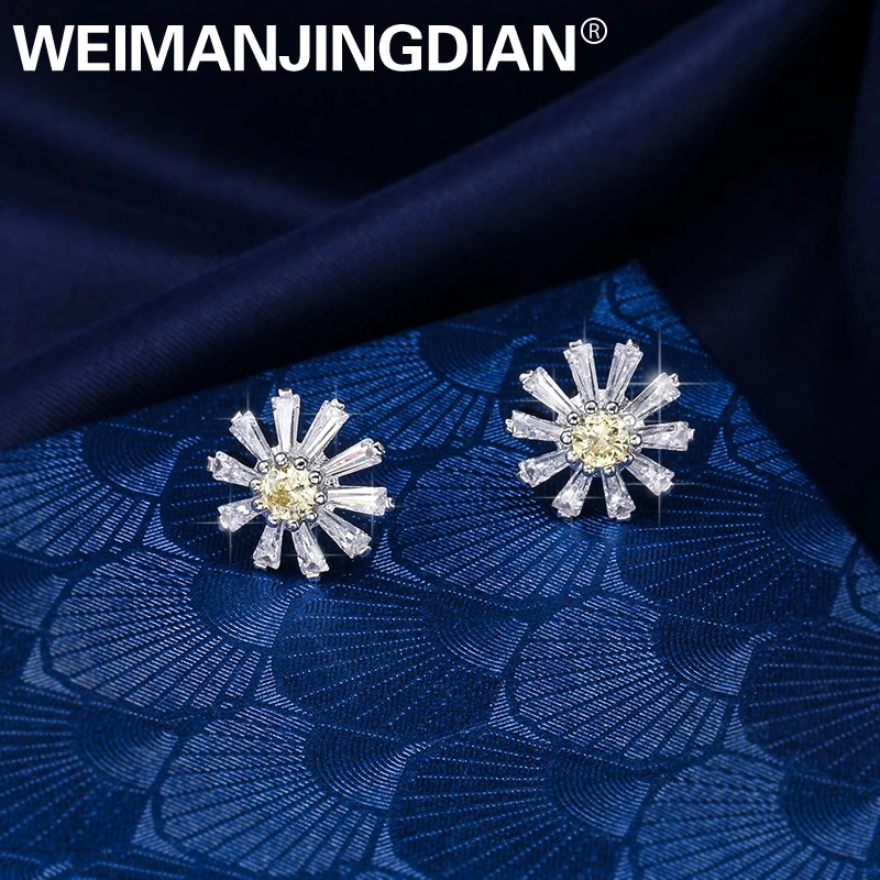 

WEIMANJINGDIAN New Arrival Sparkling Cubic Zirconia Snowflake CZ Zircon Crystal Stud Earrings for Women or Girls