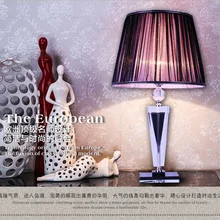 Большая Модная современная Хрустальная настольная лампа для спальни, прикроватная декоративная лампа для гостиной, таинственная фиолетовая настольная лампа