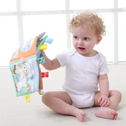 Книга из ткани о животных мягкие игрушки для детей животных вышитые Ткань Книга новорожденных раннего развития активности книги для