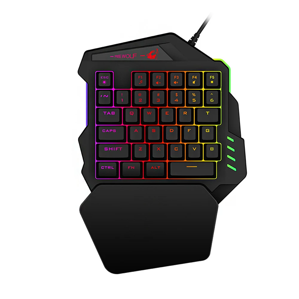 

Wired Mini Keyboard Membrane Single-handed Keyboard with LED Backlight Laser keycap Membrane Keyboard For PC Games
