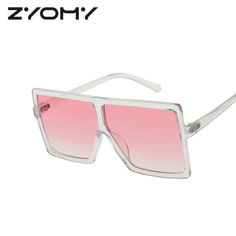 C13 Clear Pink Большая оправа, градиентные негабаритные солнцезащитные очки, квадратные брендовые дизайнерские винтажные женские модные солнцезащитные очки Oculos De Sol UV400 - Цвет линз: C13 Clear Pink