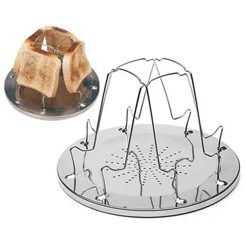 

4 Slice Camping Bread Toast Tray Gas Stoves Cooker BBQ Camping Toaster Rack
