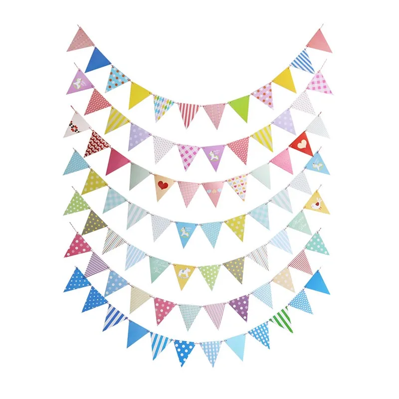 12 подвесной флаг гирлянды Baby Shower баннеры на день Рождения овсянка, на свадьбу, День Святого Валентина, флаг Вымпел вечерние украшения свадебные принадлежности