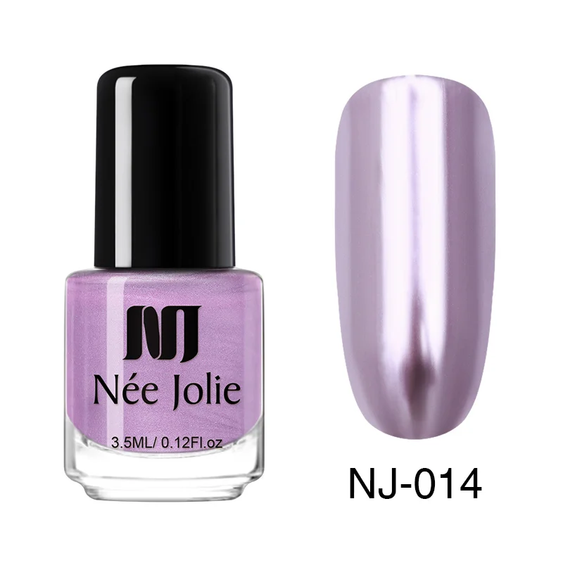 NEE JOLIE 3.5ml Candy Nude Color Nail Polish Fast Dry Semi-transparent Jelly Effect Environmental Nail Varnish - Цвет: Metal NJ-014