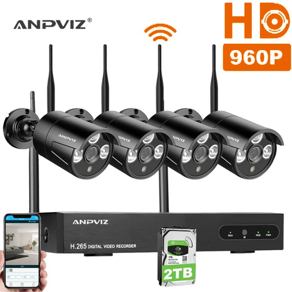 Wireless Security Camera System 4CH NVR Kit 960P HD font b Outdoor b font IP Camera