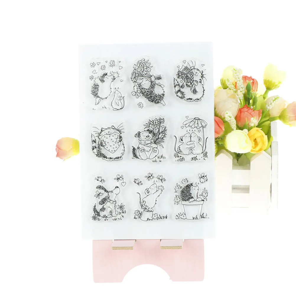 

Silicone Stamps for DIY Scrapbooking/Card Making/Kids Cute Hedgehog Cat Dog Mouse Transparent Clear Fun Decoration Supplies