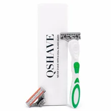 Qshave Blue Lady, женское бикини, бритва для бритья тела, на день рождения, День Святого Валентина, подарок для сестры y, 1 шт., бритвенная ручка и 2 шт., X3, американское лезвие