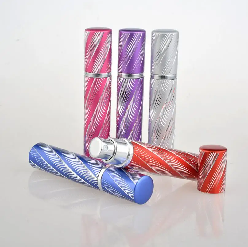 

Оптовая продажа, пустые алюминиевые стеклянные флаконы для духов 8 мл с электрохимической спиральной линией для путешественников