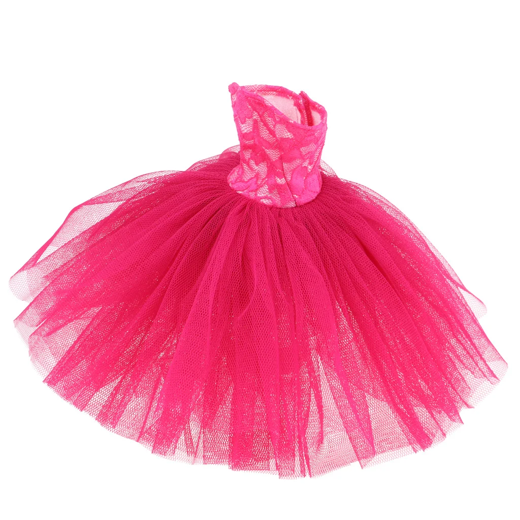Elegant Garments Tube Top Dress Wedding Gown Outfits for 1/4 BJD Girl Dolls Dress Up (Rose Red) for Girl Doll