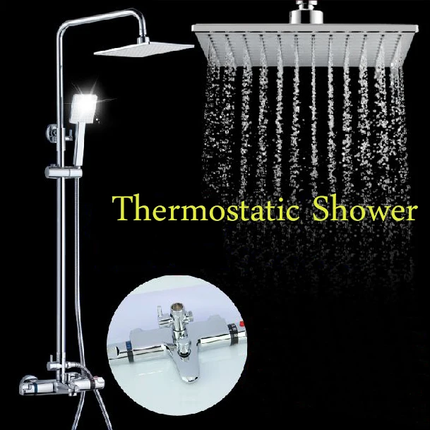 Luxury High Quality Bathroom Chrome Rain Shower Set, Thermostatic Mixer Shower Set, Wall Mounted Free shipping JM-829L