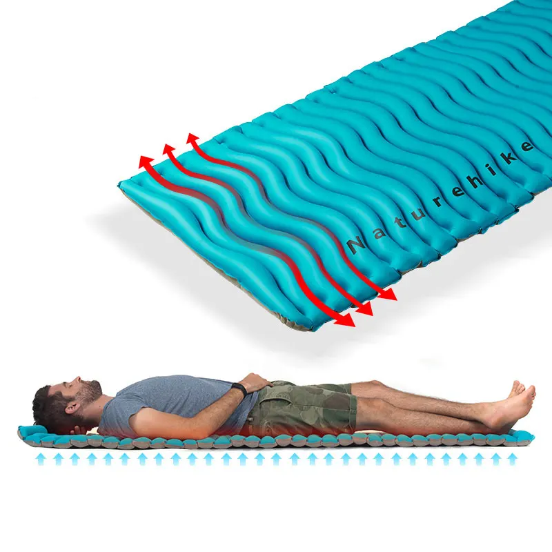 Naturehike في الهواء الطلق خفيفة شكل متموج TPU نفخ التخييم حصيرة للماء وسادة النوم نزهة للطي فراش NH18C009-D