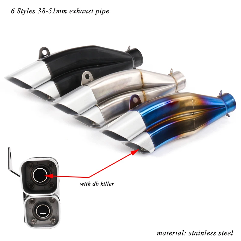 

Moto Exhaust Muffler Tip Pipe With DB Killer Modified 38-51mm Motorcycle Silencer System Silp on for Benelli300 250NK K89 6R