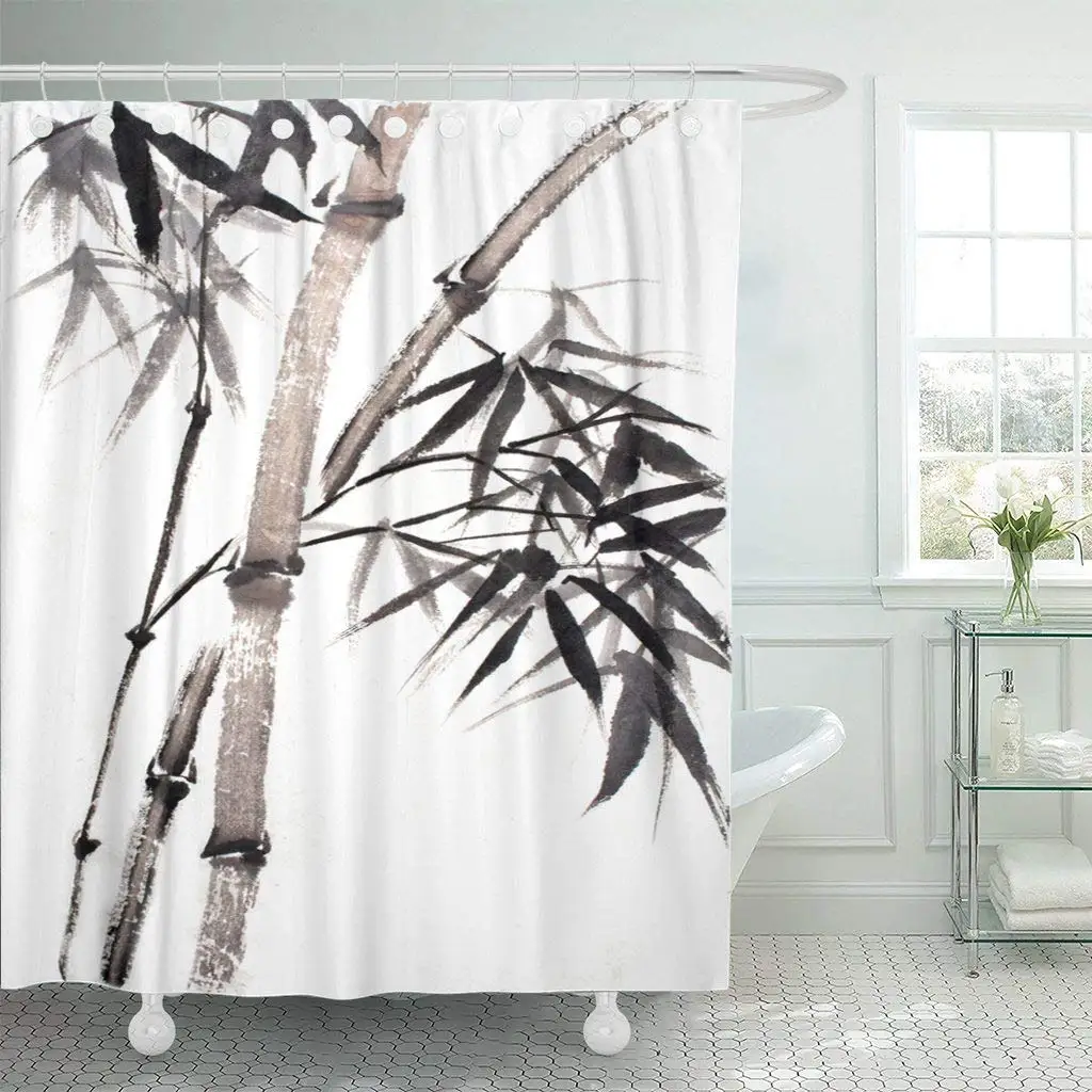 Shower Curtains Bathroom Curtain Chinese Original Watercolor Painting