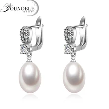 Real wedding natural freshwater pearl earrings for women,925 silver drop earrings pearl girlfriend gift Real wedding natural freshwater pearl earrings for women,925 silver drop earrings pearl girlfriend gift