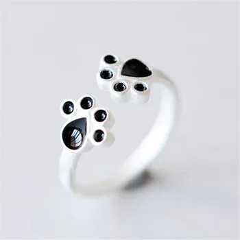 

925 Solid Real Sterling Silver Simple Cut Cat Claw Open Adjust Ring for WomenChristmas Jewelry Gift JZ408