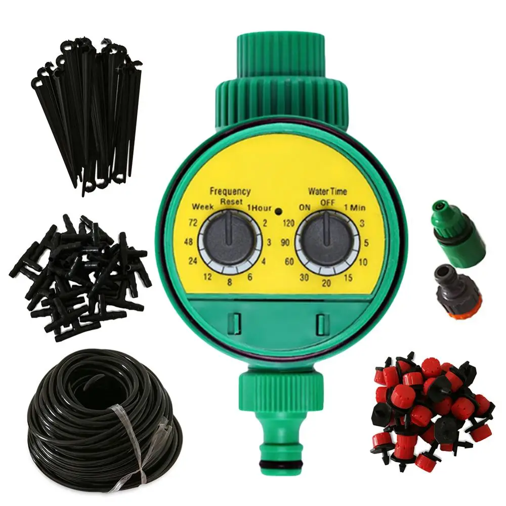

25m Micro Drip Irrigation System Automatic Plant Watering Timer With Spray Hose Garden Kit Adjustable Dipper Sprinkler