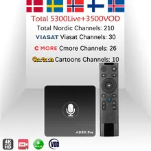 A95XPRO голосовой пульт дистанционного управления+ скандинавские IP ТВ подписка Норвегия Финляндия IPTV, Amlogic S905W 2G/16G 4K H.265 Android tv Box