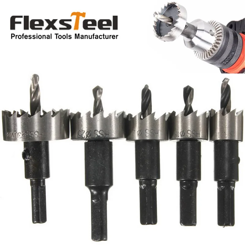 5pcs 9341HSS Holesaw Drill Bit Set for Metalworking Woodworking 16/18.5
