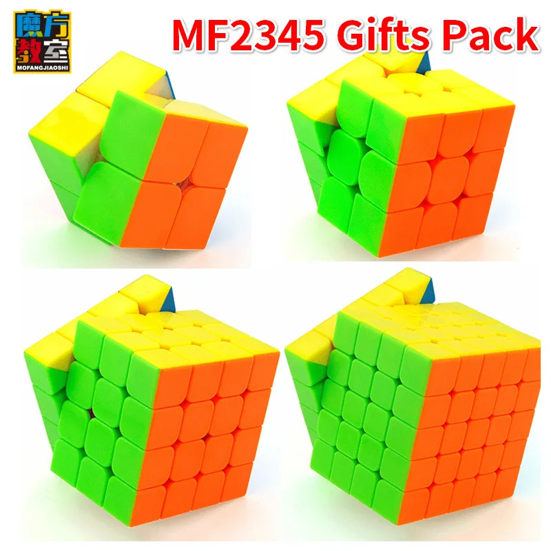 

Cube Bundle,Moyu Mofang Jiaoshi 2x2 3x3 4x4 5x5 Stickerless Magic Cube 2345 Set with Gift Box