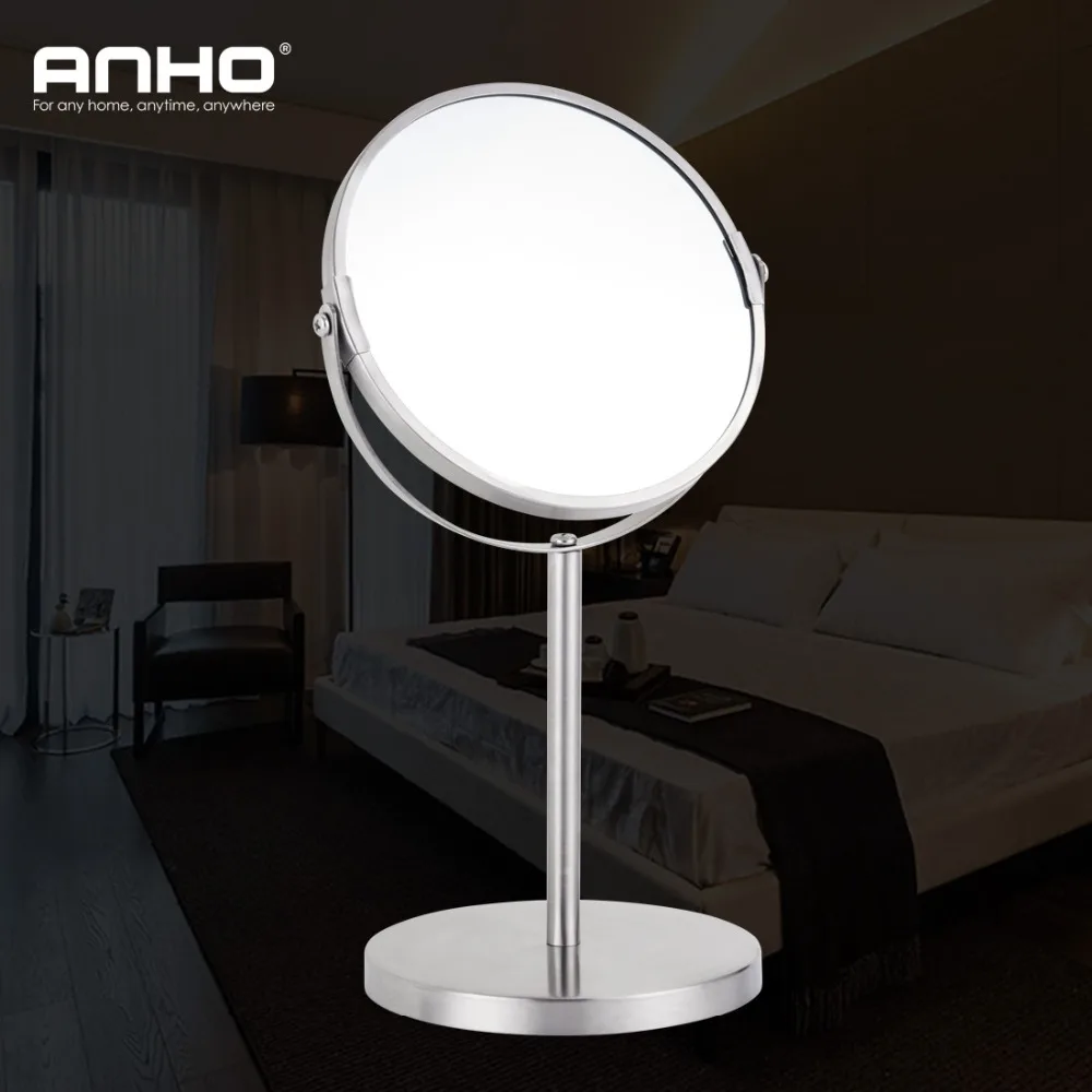 ANHO مرآة لوضع مساحيق التجميل 3X المكبر مرآة المهنية المرآة البالونية ملحقات الحمام مرآة من الستانليس ستيل 180 الدورية ANHO مرآة لوضع مساحيق التجميل 3X المكبر مرآة المهنية المرآة البالونية ملحقات الحمام مرآة من الستانليس ستيل 180 الدورية