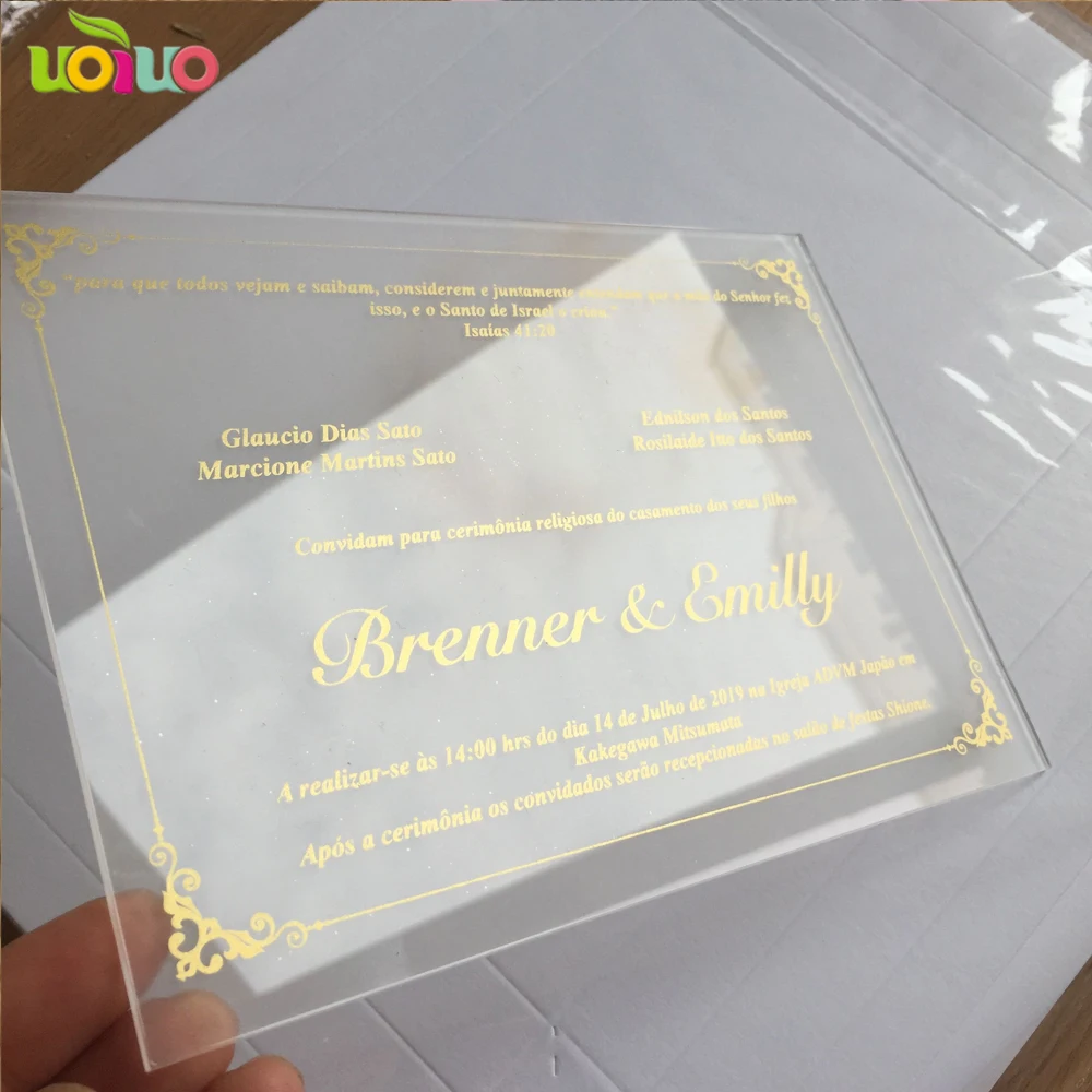 

Customized 5X7inch Contracted noble style Black/blue/green/red/transparet Acrylic Wedding Invitation Card Acrylic Invitations