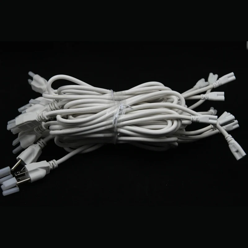 

50pcs/lot 1.5M 3Pin T5 T8 LED Lamp Tube Connectors with US EU Plug Extending Cable Connector White Color by DHL