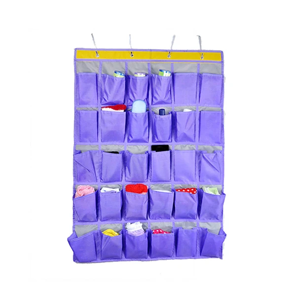 Водонепроницаемый Оксфордский многослойный 30 карманов дверь настенный шкаф висячая сумка для хранения ванная комната аккуратный Органайзер - Цвет: Фиолетовый