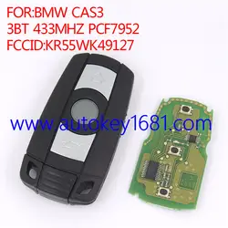 Пульт дистанционного управления smart card ключ для автомобилей bmw cas3 1 3 5 7 серии X5 X6 Z4 3 кнопки 433 мГц pcf7952 транспондер чип fccid: kr55wk49127